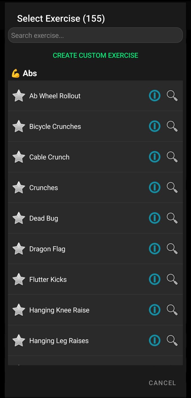 Exercise library with muscle groups
